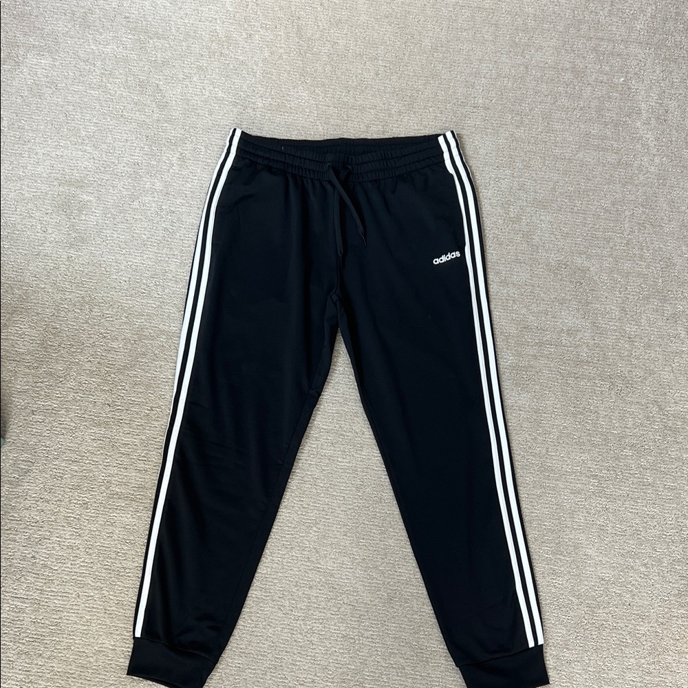 Adidas Women's Black Joggers with White Stripes